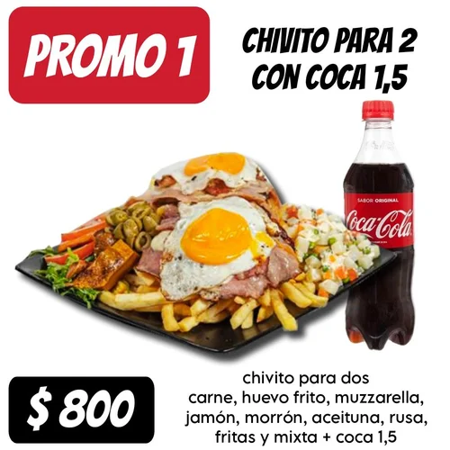 Promo 1 - Chivito para 2 + coca 1.5 L
